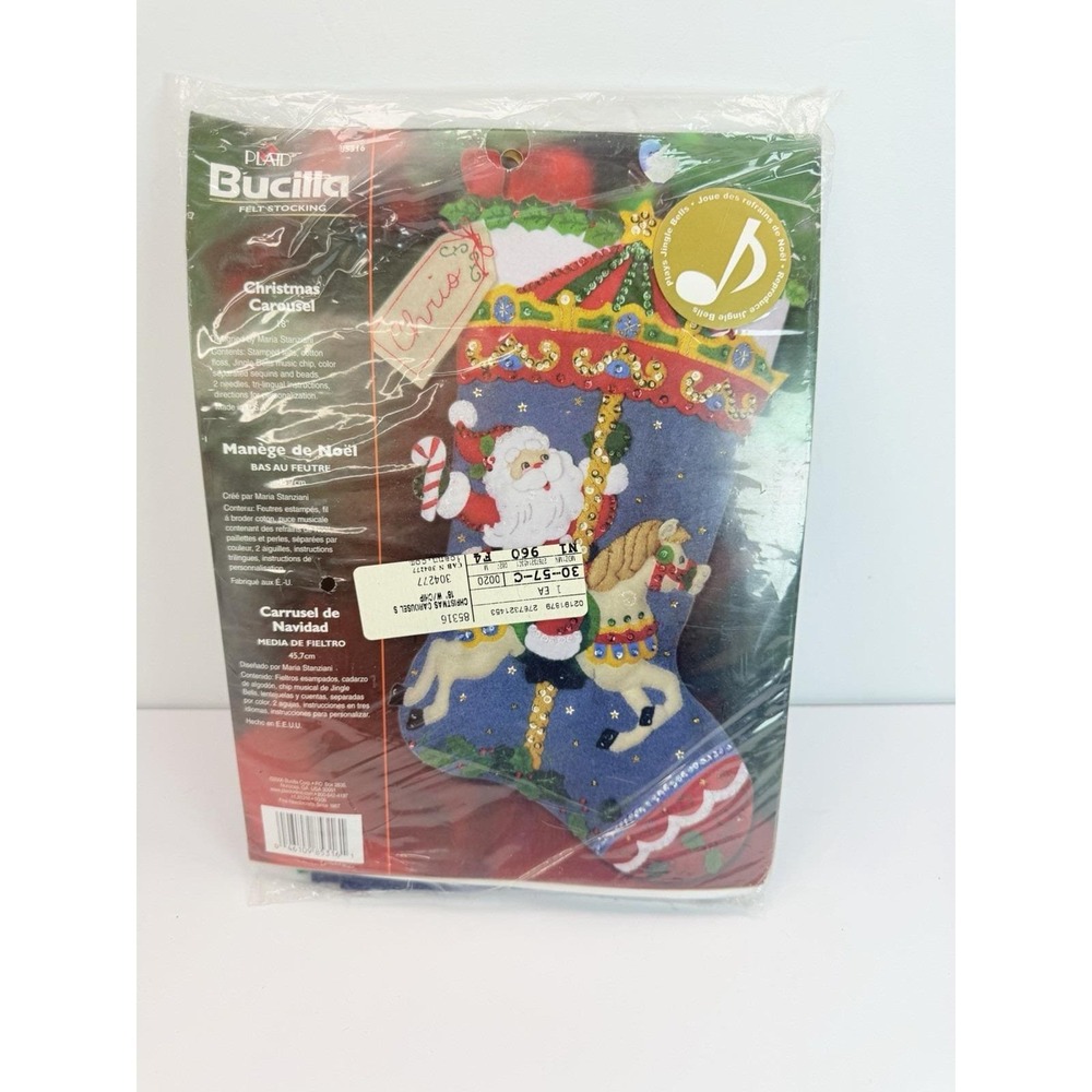 Bucilla Felt Stocking Kit Christmas Carousel 85316 Santa 18" Craft